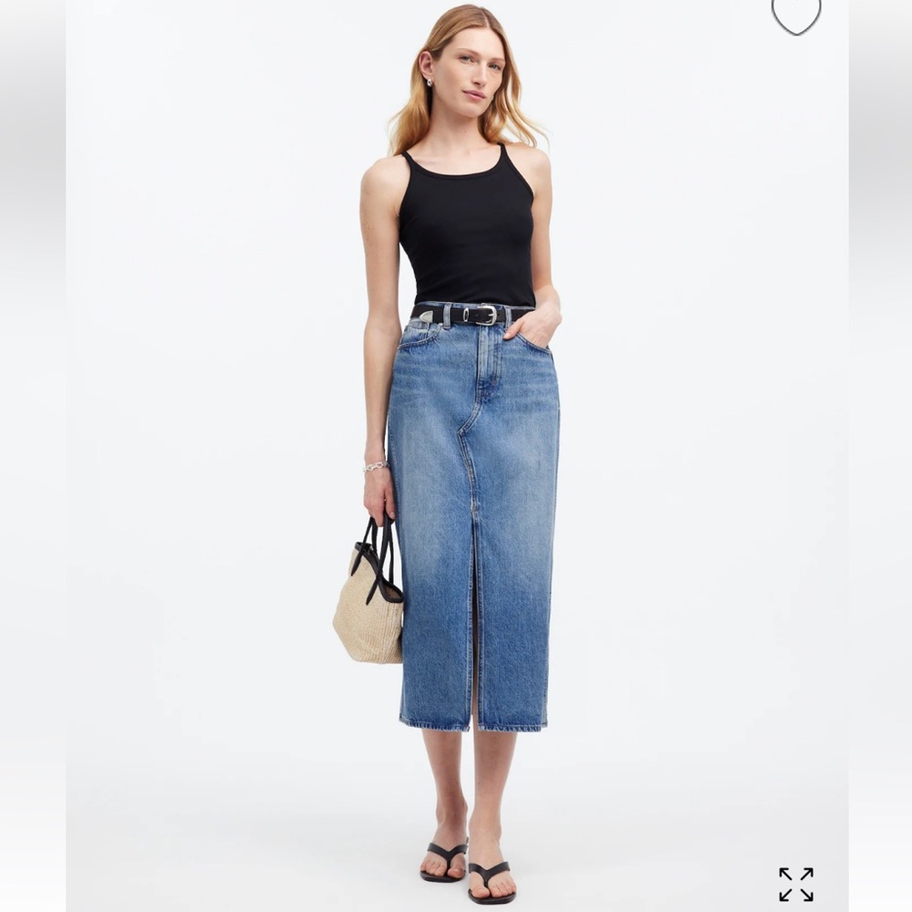 Madewell Denim Blue Midi Skirt, NWT